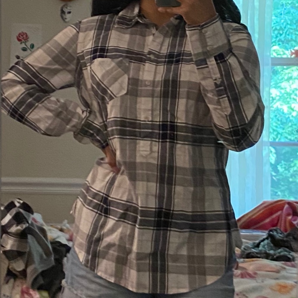 Plaid Half Button Up